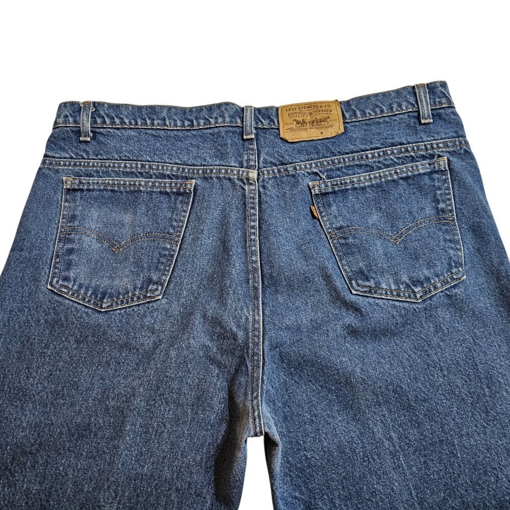 VTG Levi's 517 Bootcut Jeans Orange Tab Dark Wash Denim W42 L34 Made in USA‎ - Picture 9 of 16